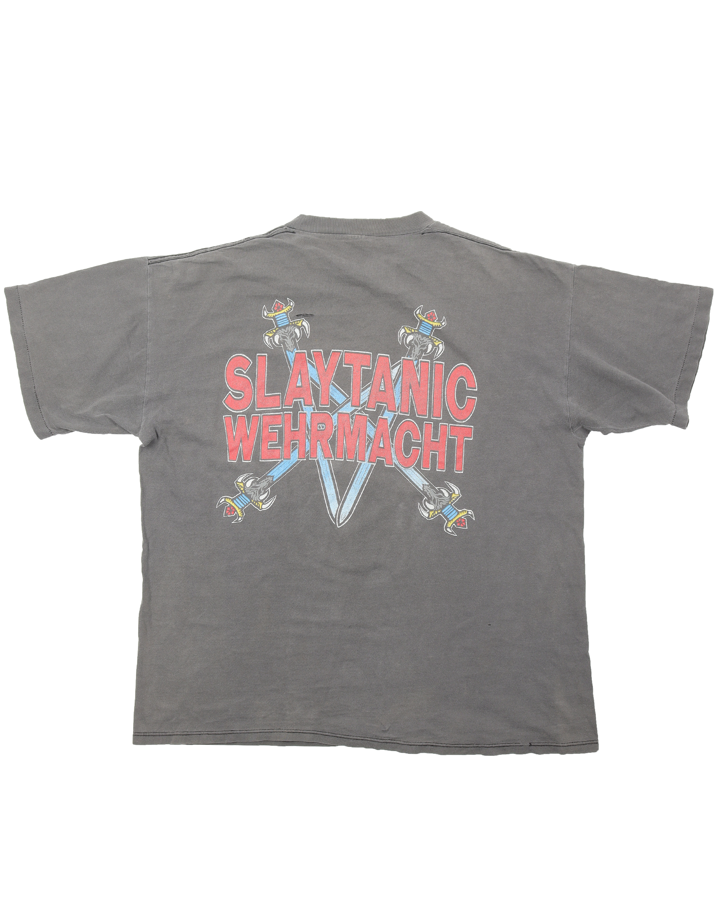Vintage 1990s SLAYER Slaytanic Wehrmacht Band T-Shirt - Classic Heavy Metal Tee for Concerts, Mosh Pits & Retro Fashion