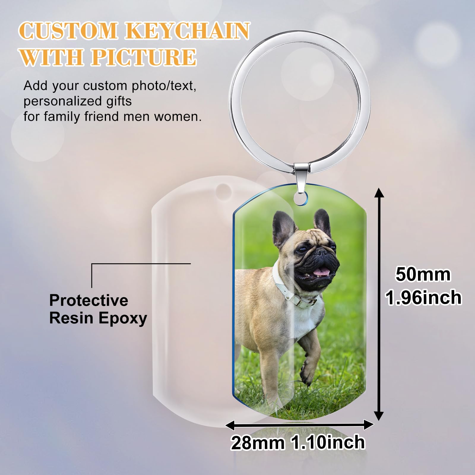 Custom Dog Photo Keychain - Personalized Pet Memorial Gift for Dog Lovers - Sympathy Gift for Loss of Beloved Dog - Perfect for Pet Owners, Dog Memorials & Keepsakes