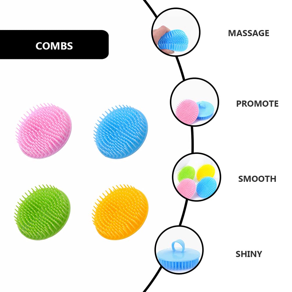 4-Piece Shampoo Brush Set - Scalp Massager & Hair Cleaning Brush for Dandruff Removal, Head Massage & Hair Washing - Perfect for Relaxation, Deep Cleansing & Improved Hair Health at Home or Salon