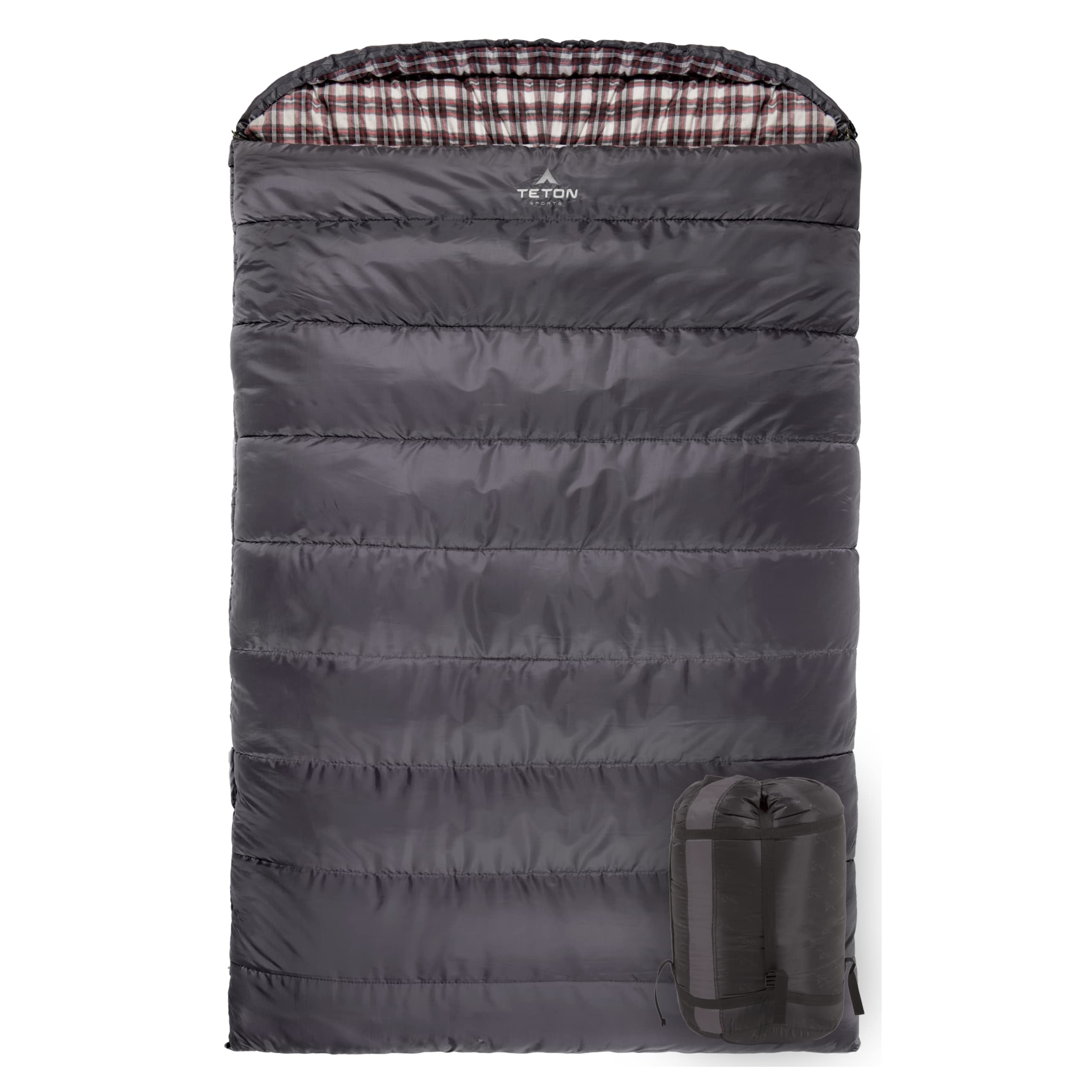 TETON Mammoth 20°F & 0°F Double Sleeping Bag for Camping, Hunting & Base Camp - Family Size Warm Sleeping Bag with Compression Sack - Perfect for Cold Weather Adventures & Outdoor Family Trips