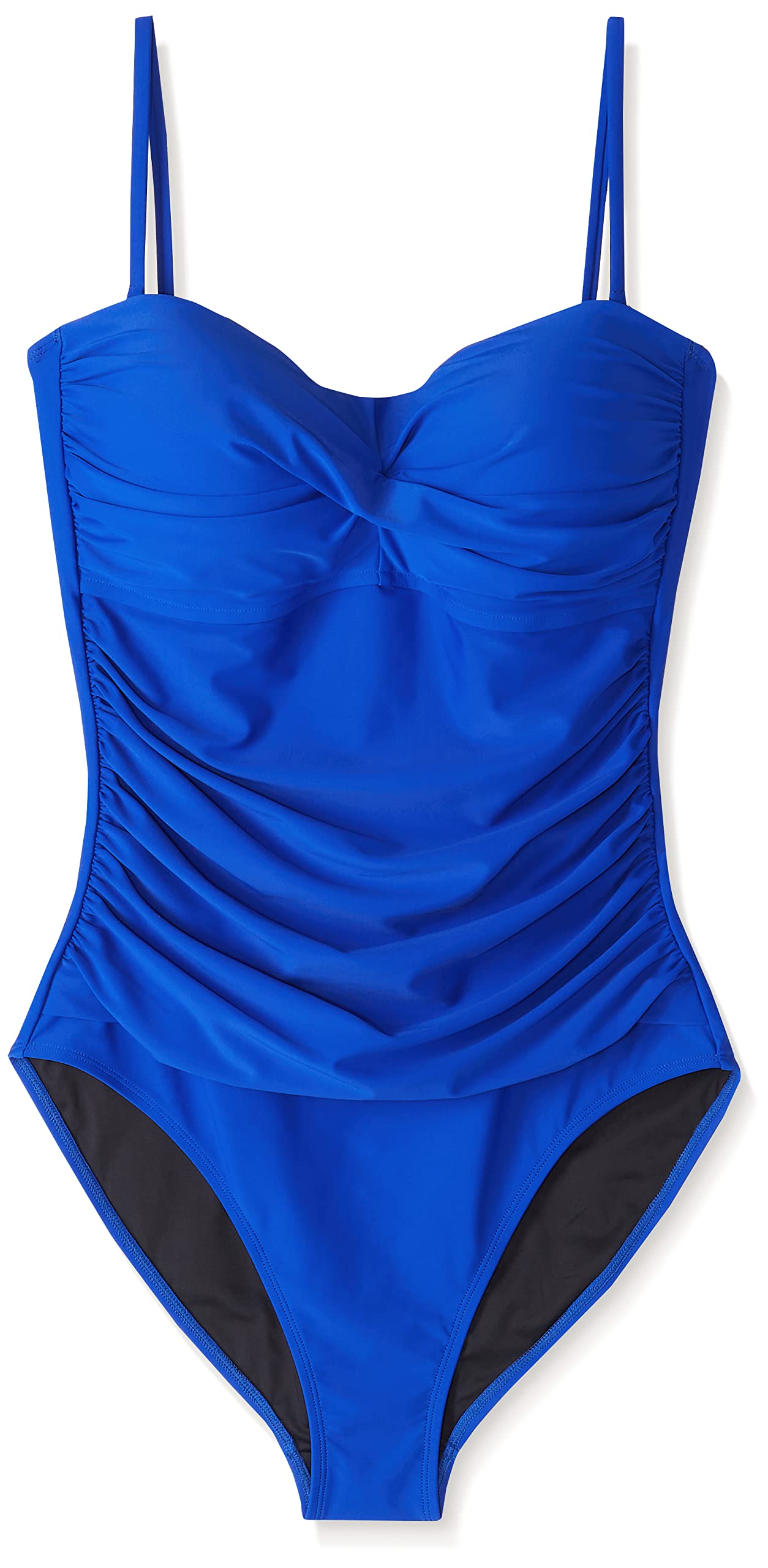Ocean Blues Women's Bandeau One Piece Swimsuit with Molded Cups & Tummy Control - Sexy Shirring Bathing Suit for Beach, Pool & Summer Vacation
