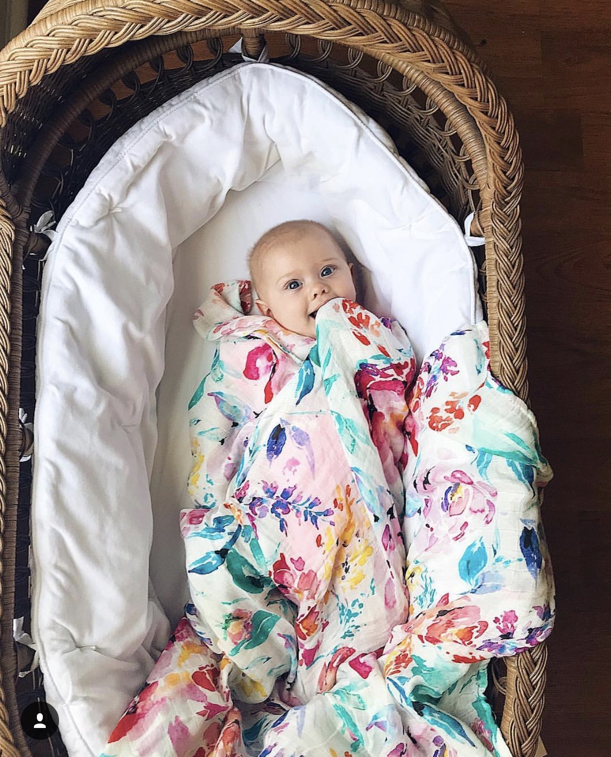 Organic Bamboo & Cotton Baby Blanket - Soft Floral Swaddle Blanket for Newborn Girls, 47