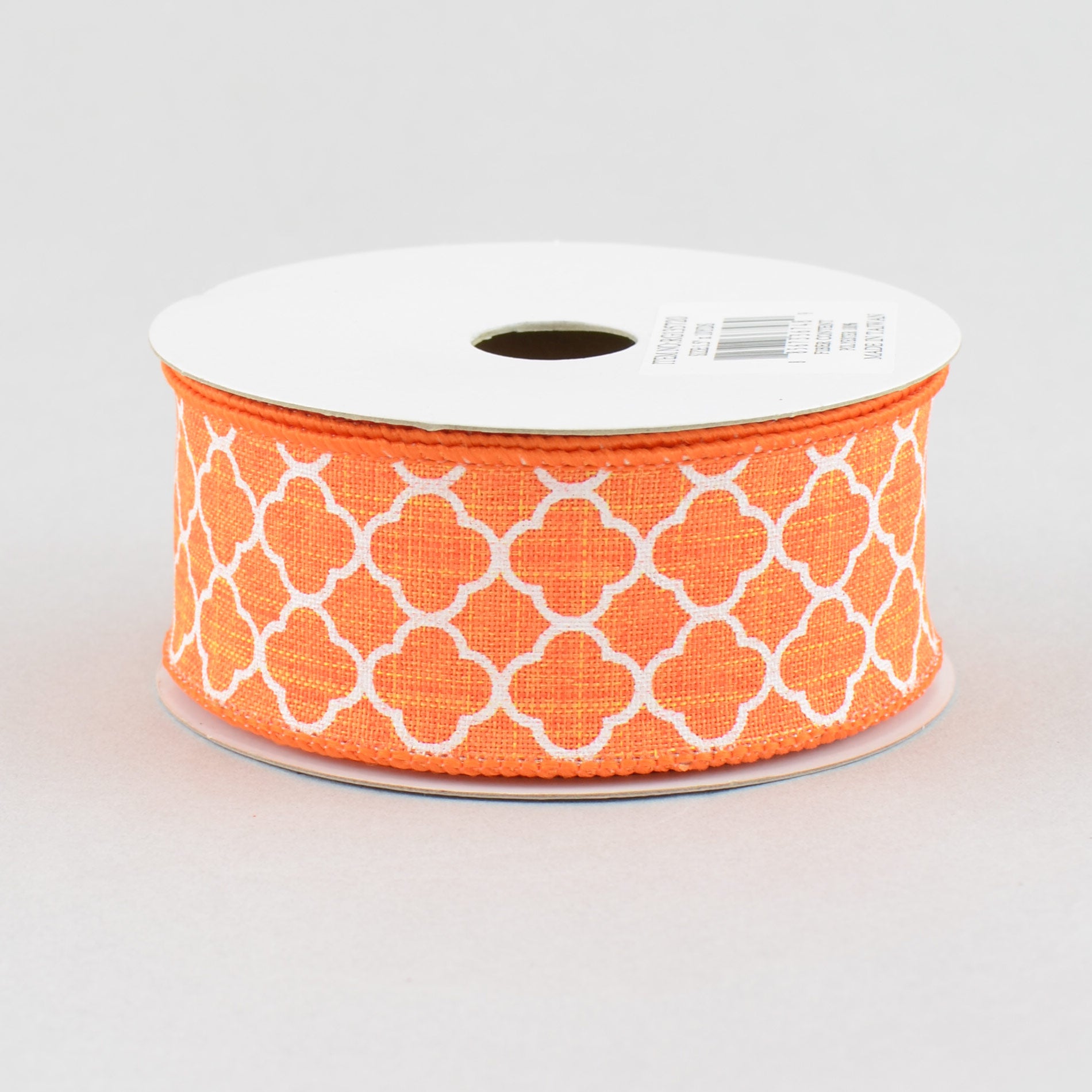 1.5 Inch Quatrefoil Ribbon - Orange and White Grosgrain Ribbon (10 Yards) for Gift Wrapping, Crafts, and DIY Wedding Decorations