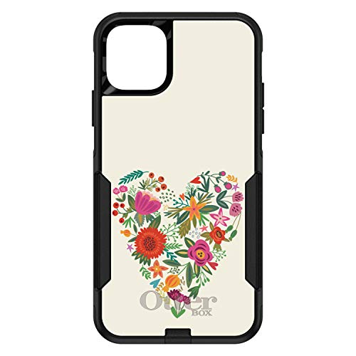 Spring Collection - Floral Heart Green Red On Black Case