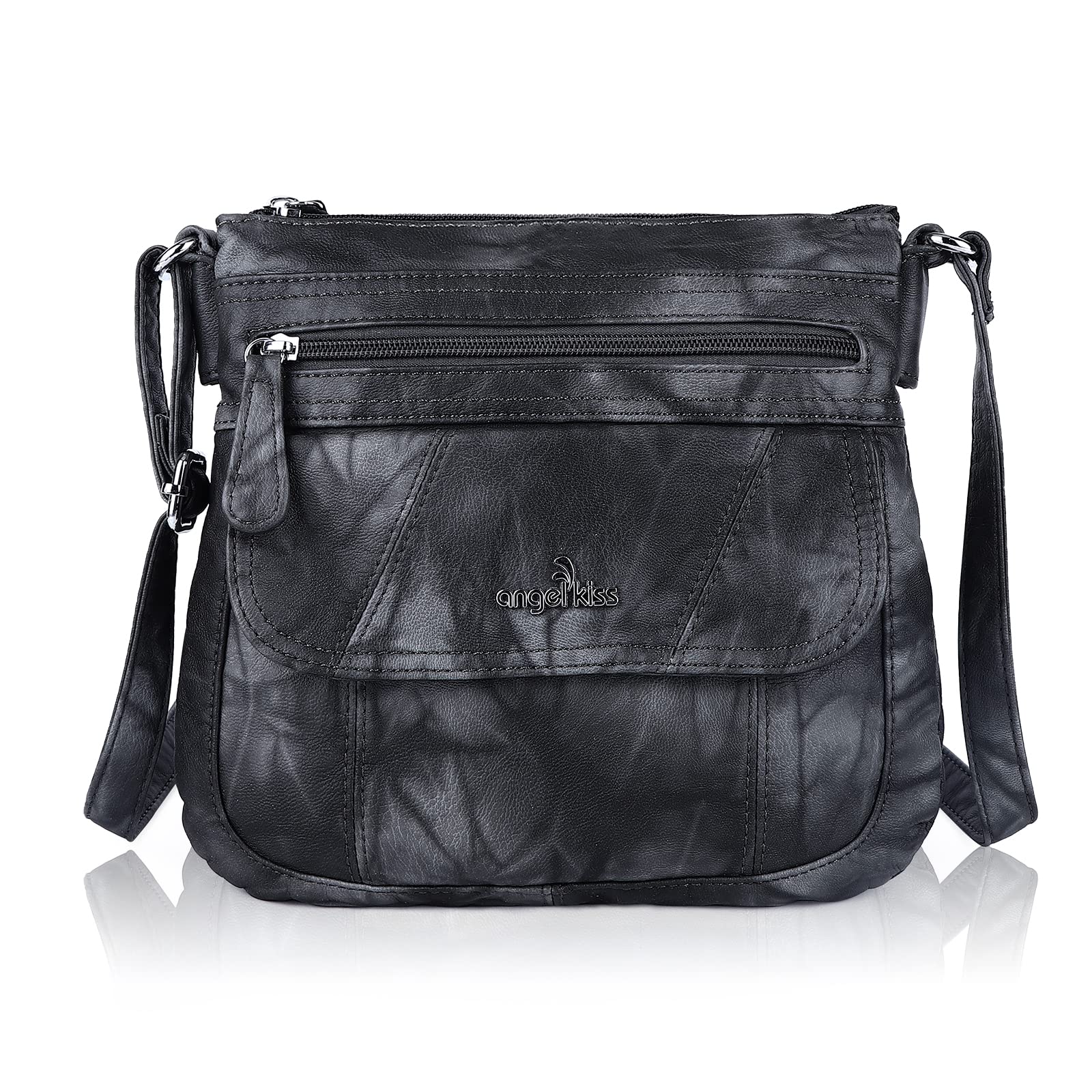 Angel Kiss Women's Crossbody Bag PU Leather Adjustable Strap Shoulder Purse - Perfect for Work, Travel & Everyday Use