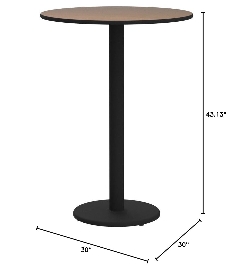 Flash Furniture 30'' Round Natural Laminate Table Top with 18'' Round Bar Height Table Base - Durable Kitchen Island & Breakfast Nook Table for Home, Cafe & Restaurant Use