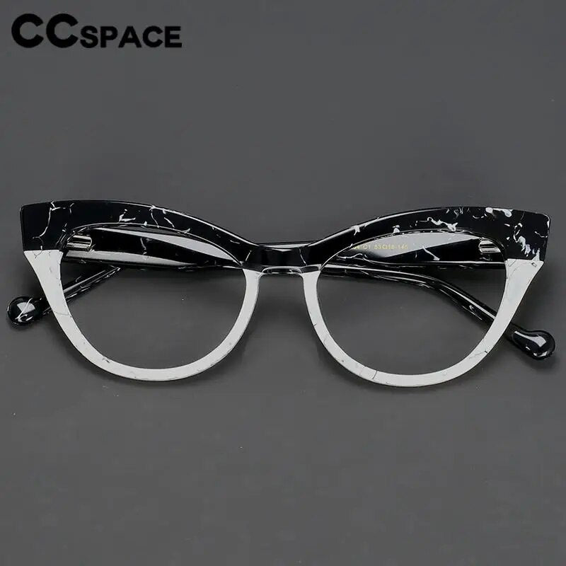 CCspace Unisex Full Rim Cat Eye Acetate Eyeglasses Frame 57008 - Stylish Retro Vintage Glasses for Women & Men - Perfect for Office, Reading, Fashion & Everyday Wear