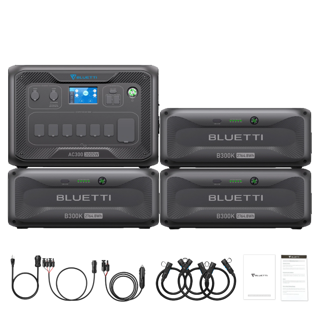BLUETTI AC300 + B300K Solar Power Station | 3000W 3072Wh Home Battery Backup System for Emergency Power, Camping & Off-Grid Living
