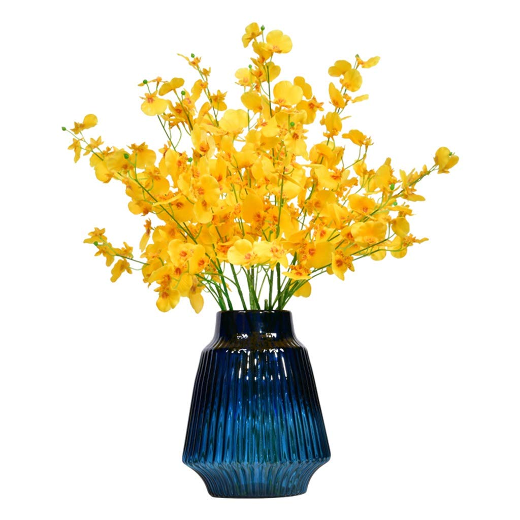 LYUN 10 Bundles Yellow Daffodils Artificial Flowers with Vase - Realistic Fake Plants for Home, Wedding, Party & Indoor Decor - Perfect for Table Centerpieces, Office Desk, and Spring Home Decoration