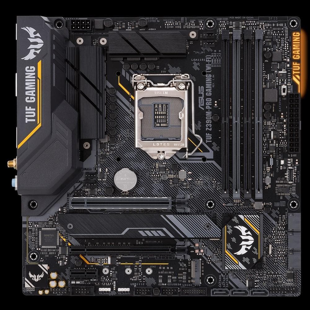 ASUS TUF Z390M PRO GAMING (WIFI) mATX Motherboard - Intel Z390 Chipset, DDR4, Dual M.2, USB 3.1 Gen2 - Perfect for Gaming PC Builds & High-Performance Workstations