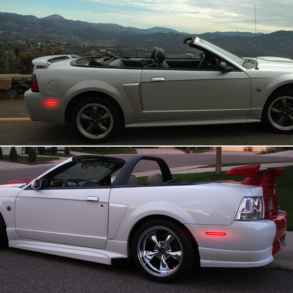 1999-2004 Ford Mustang Rear Bumper Side Marker Lights - Red LED Reflectors for Enhanced Visibility & Safety | Perfect for Night Driving, Car Shows & Custom Upgrades