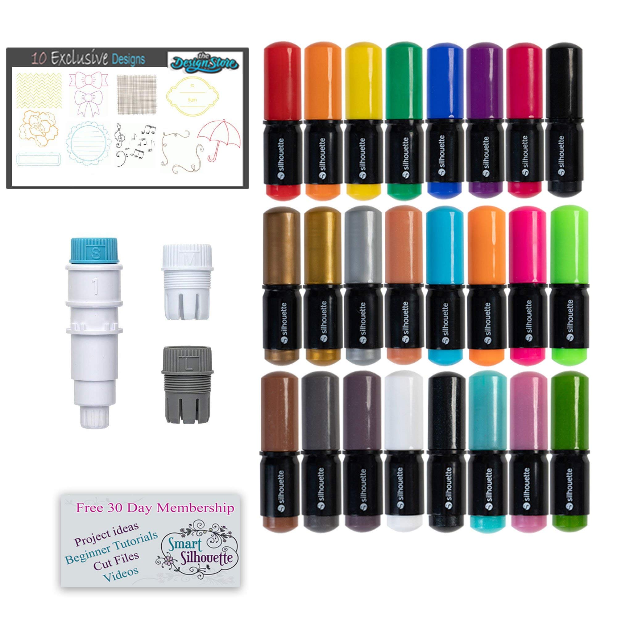 Silhouette Cameo 4 Deluxe Pen Starter Kit with 24 Pens, Pen Holder & 30-Day Smart Silhouette Trial - Perfect for DIY Crafts, Vinyl Cutting, and Home Decor Projects