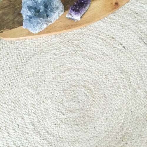 Vipanth Natural White Jute Handmade Round Area Rug - 8ft Eco-Friendly Floor Mat for Home Decor, Living Room, Bedroom & Kitchen | Perfect for Boho, Farmhouse & Modern Interior Design Styles