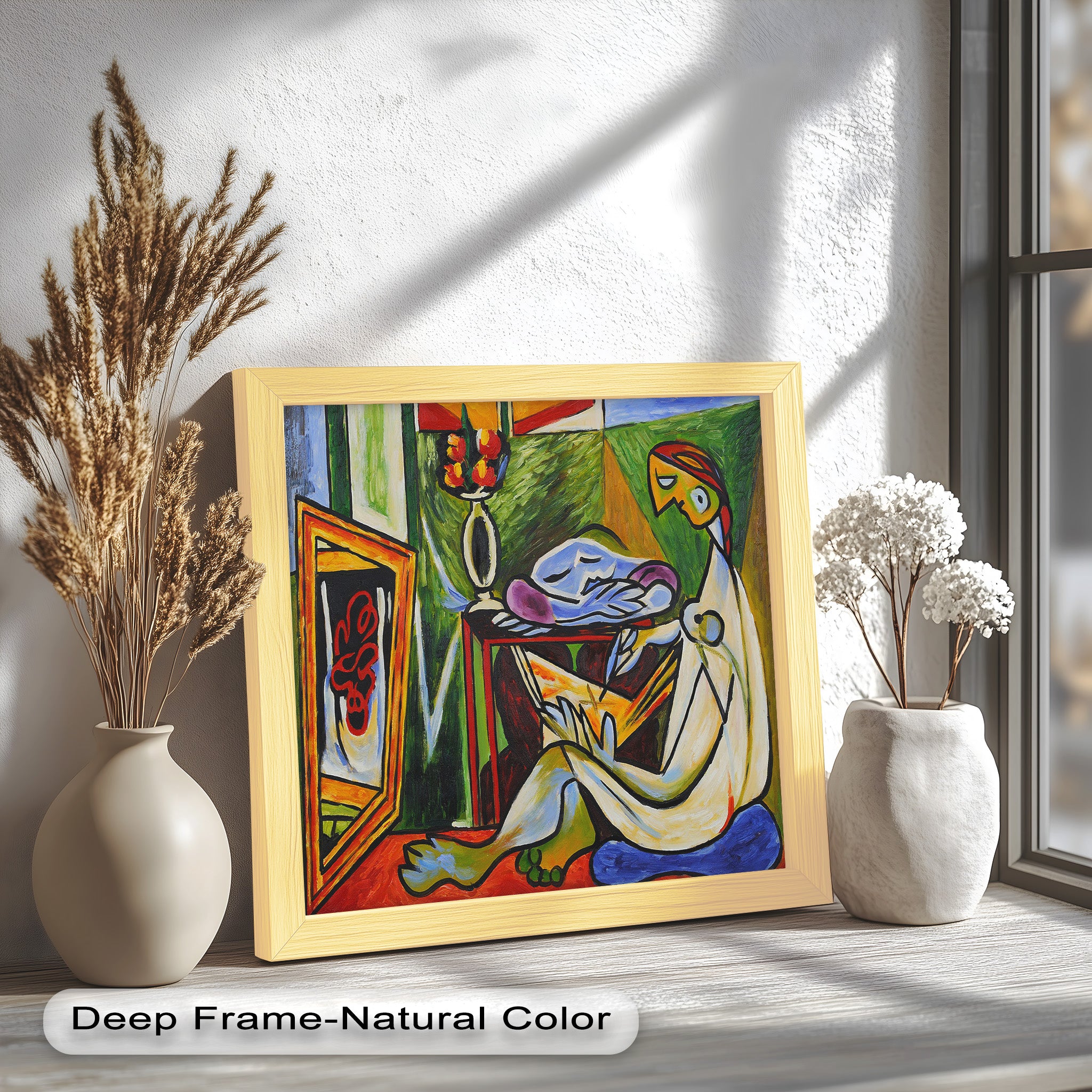 Abstract Interior Scene Picasso Style Oil Painting - Handmade Wall Art for Living Room, Bedroom & Office Decor