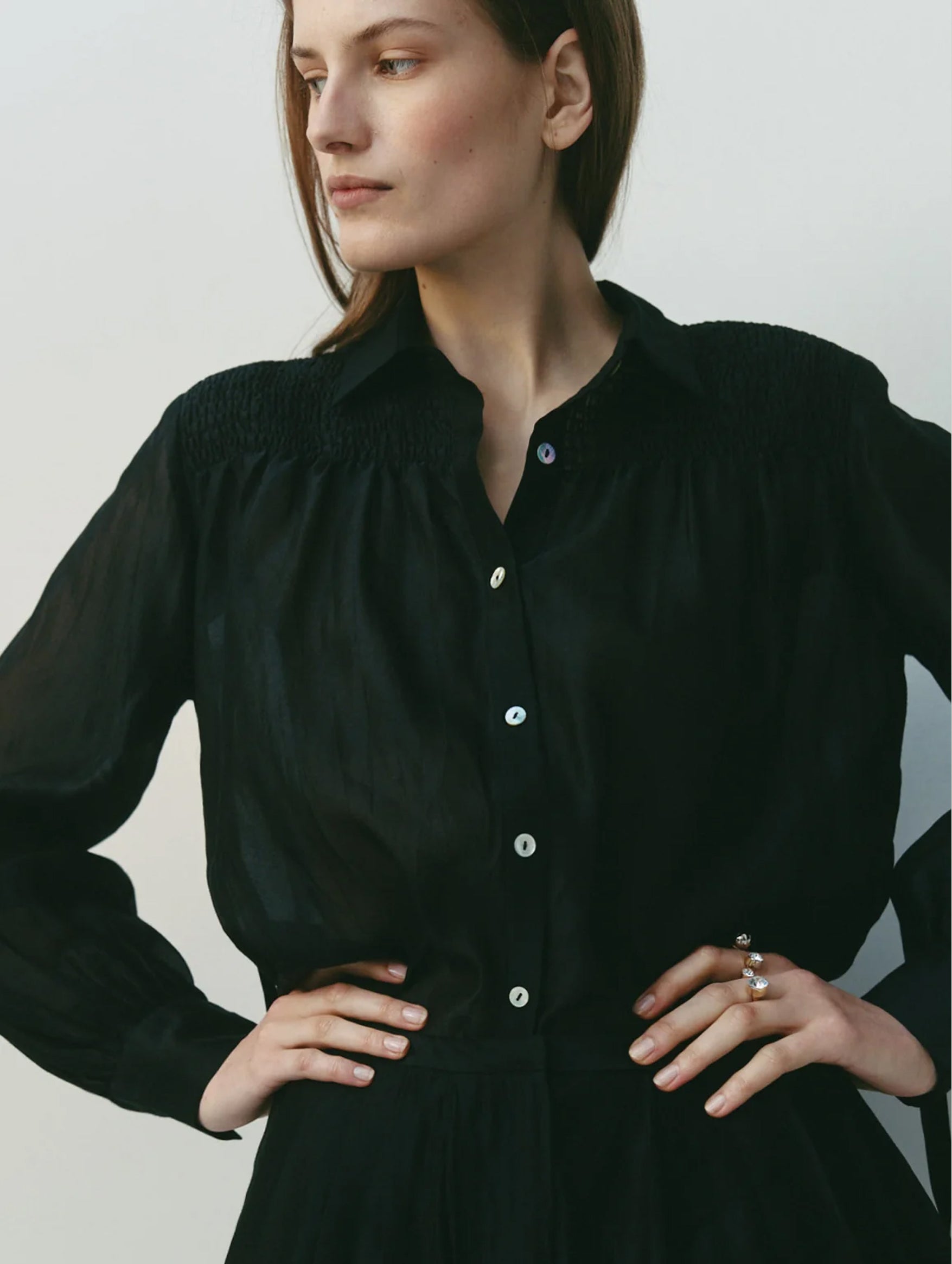 Elegant Monet Blouse in Ebony Black - Perfect for Office Wear, Casual Outfits & Special Occasions
