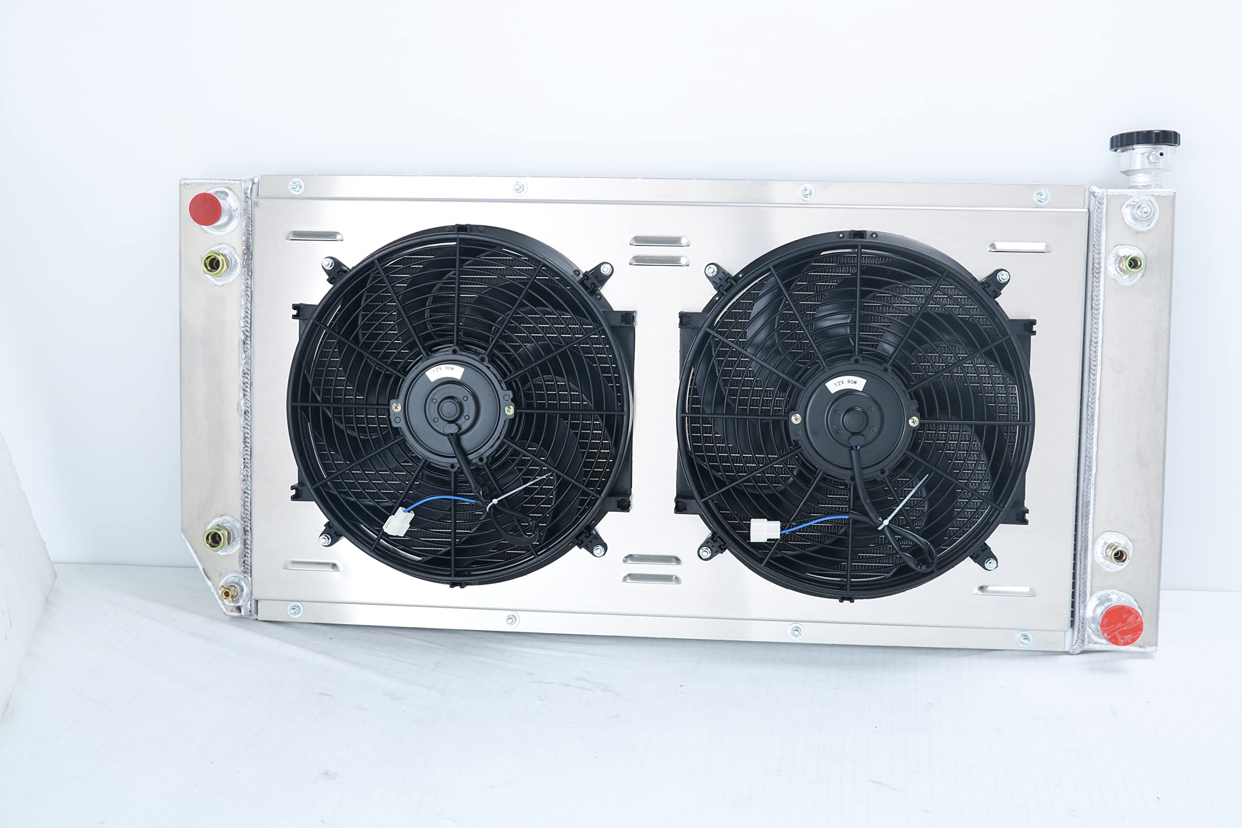 1988-2000 Chevy GMC C/K 1500 2500 3500 Suburban Blazer Tahoe Yukon Cadillac 3 Row Aluminum Radiator with Fan Relay Kit - High Performance Cooling for Heavy Duty Trucks & SUVs - Perfect for Off-Roading, Towing & Extreme Weather Conditions