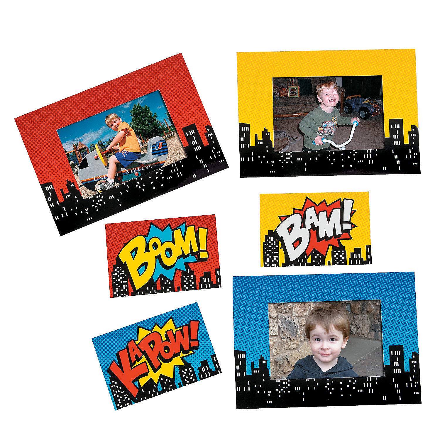 Superhero Magnetic Picture Frames Set of 12 - Fun Express VBS Vacation Bible School Decorations - Kids Party Favors & Gifts - Perfect for Classroom, Sunday School, Birthday Parties & Home Decor