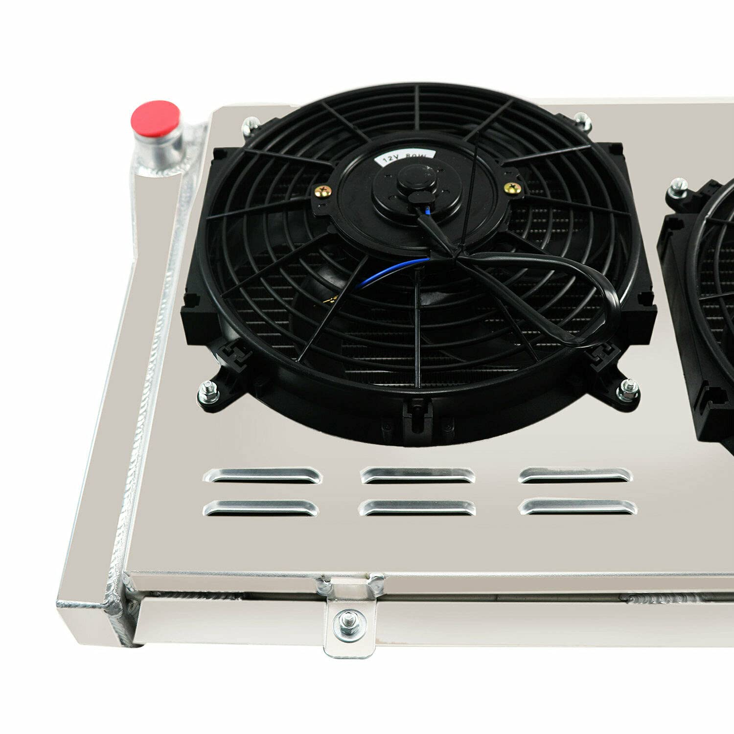 ECMRAD Aluminum Radiator Shroud Fans Combo for 1984-2002 Chevy S10 V8 Swap & 1984-1990 Corvette 5.7L V8 | High-Performance Cooling System | Perfect for Engine Upgrades & Hot Weather Driving