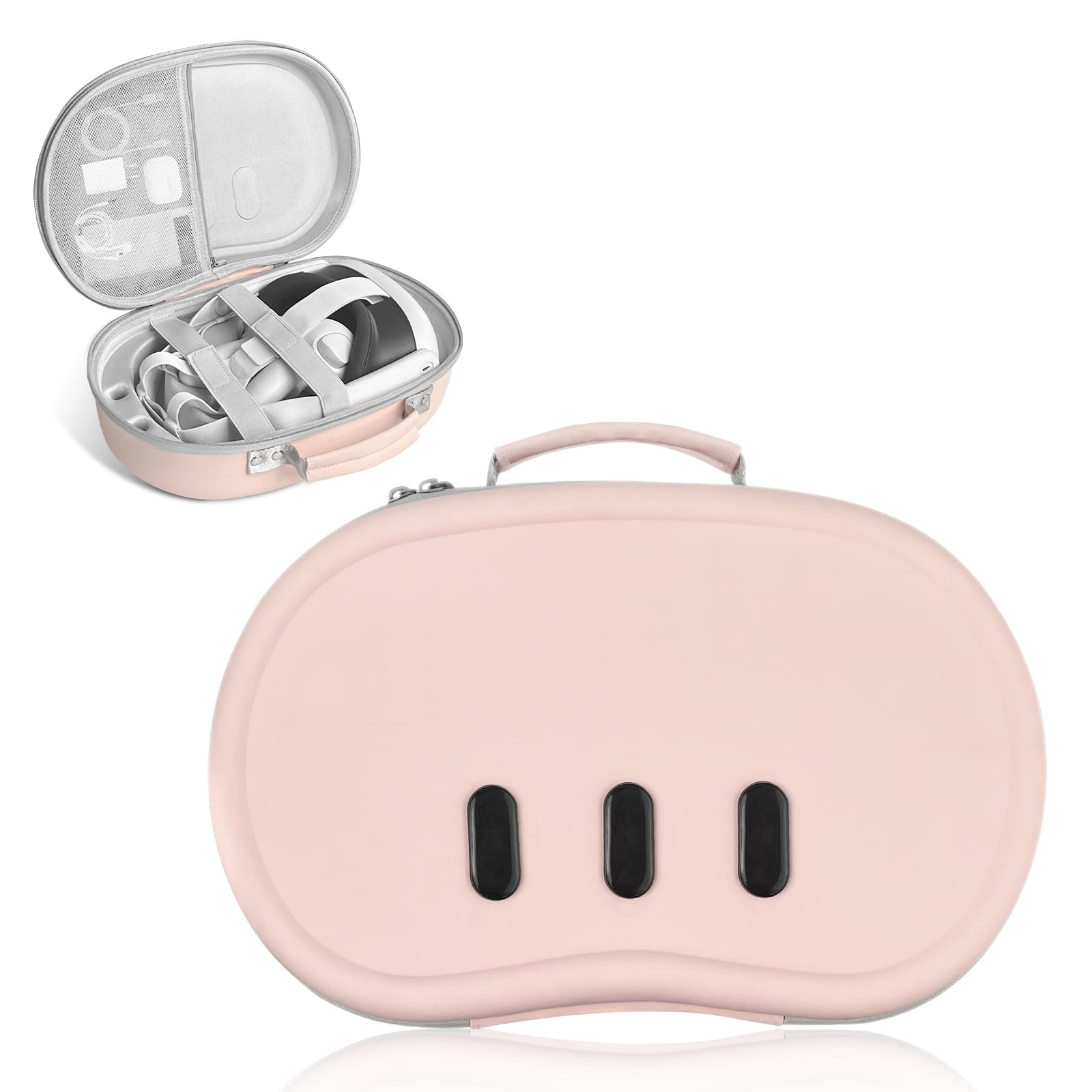 Premium Hard PU Leather Carrying Case for Meta Oculus Quest 3 VR Headset - Protective Travel Storage Case with Easy Clean Surface | Fits Quest Controllers & Accessories | Pink | Perfect for Travel, Gaming Events & Home Storage