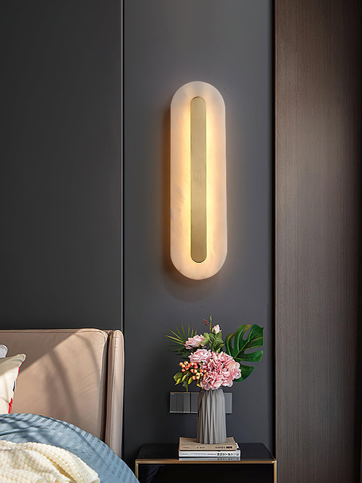 Modern Alabaster Rounded Wall Light Fixture - Elegant Indoor Sconce for Living Room, Bedroom & Hallway Lighting