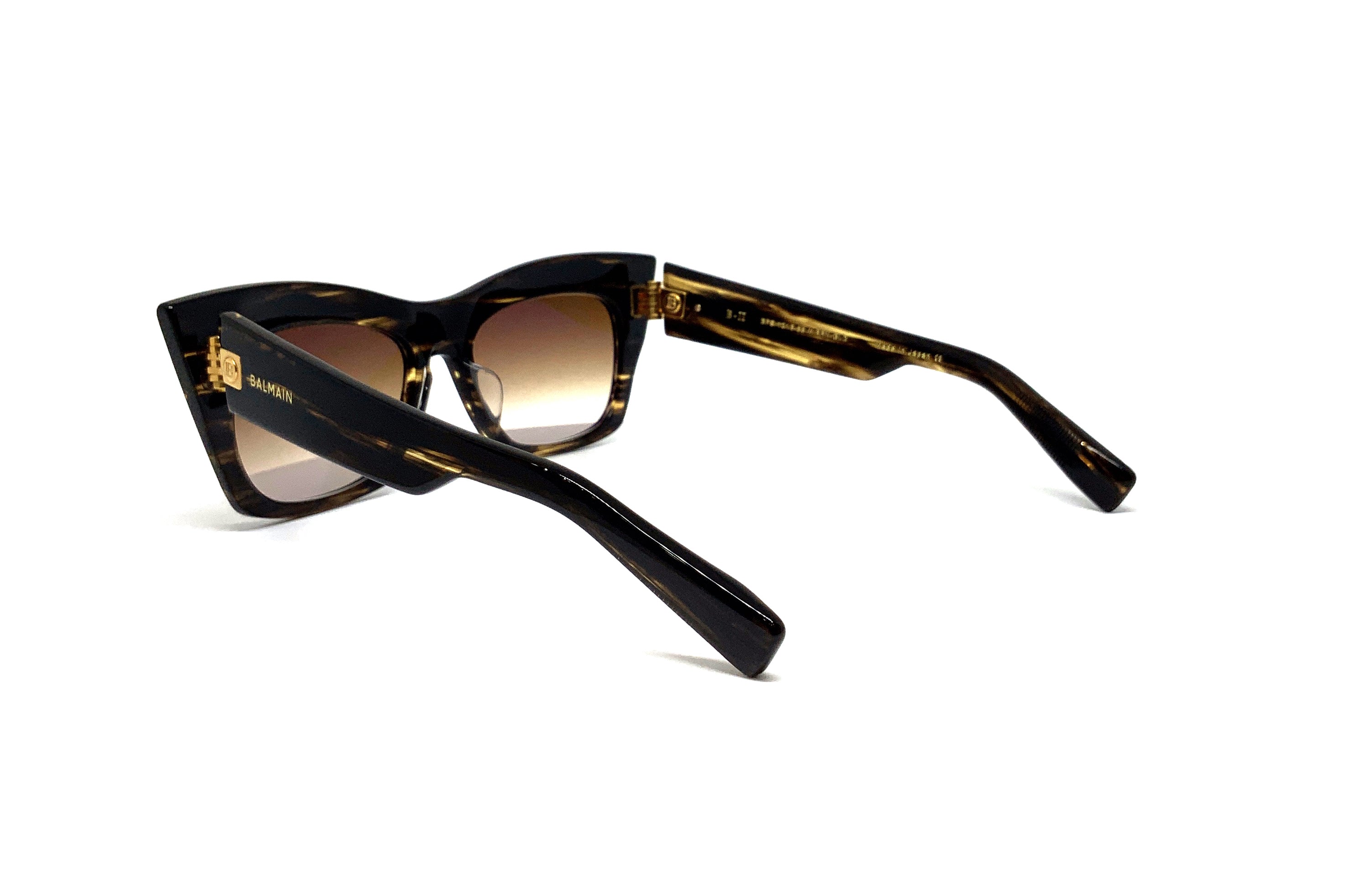 Balmain B II Sunglasses Dark Brown Swirl & Gold Frame - Stylish UV Protection for Outdoor Activities & Fashion Accessories