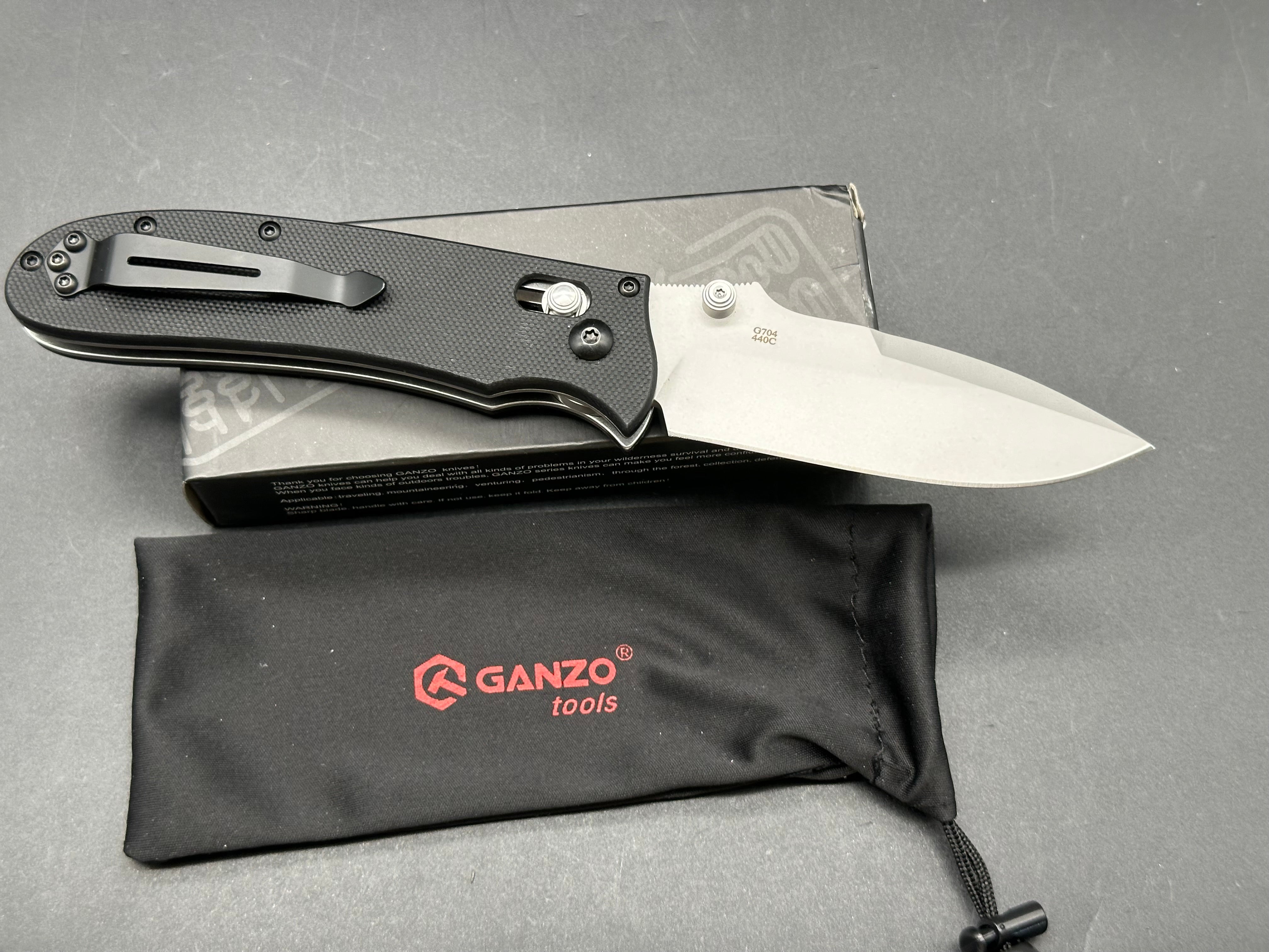 Ganzo G704 BK Folding Knife - 3.35