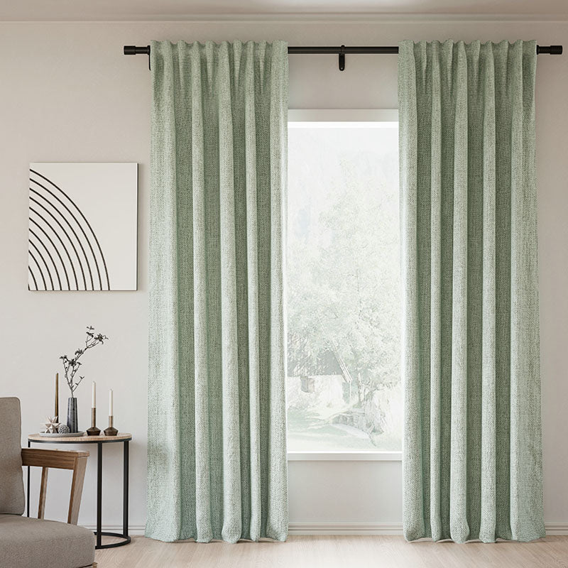 Blackout Curtains with Back Tab - 100% Linen, Thermal Insulated, Noise Reducing for Bedroom & Living Room - Modern Custom Drapes in Natural Colors (50