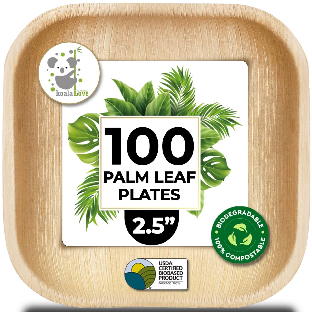 Eco-Friendly 2.5 Inch Square Palm Leaf Sushi Plates - 100 Pack Biodegradable Disposable Party Dishes | Elegant Bamboo Alternative to Plastic/Wood Plates | Perfect for Sushi Parties, Picnics & Sustainable Events