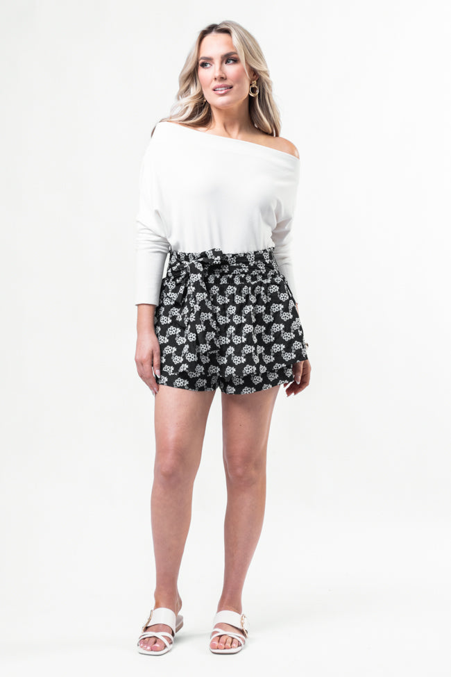 Floral Print Belted Skort for Women - Stylish Black Garden Party Skirt with Pockets | Perfect for Outdoor Events, Brunch & Summer Gatherings