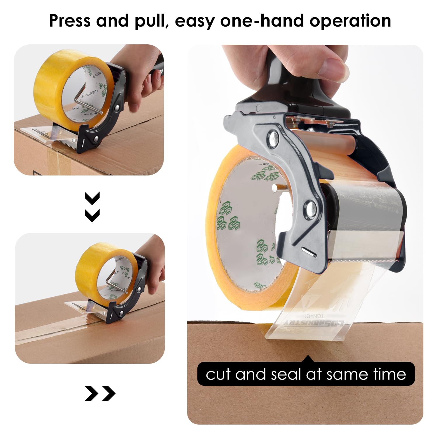 Heavy Duty 2 Inch (50mm) Packing Tape Dispenser Gun with Tape & Extra Blade - Lightweight Ergonomic Design for Carton, Box Sealing & Packaging - Industrial Handheld Tape Cutter (Pink) - Perfect for Warehouse, Shipping & Moving Supplies
