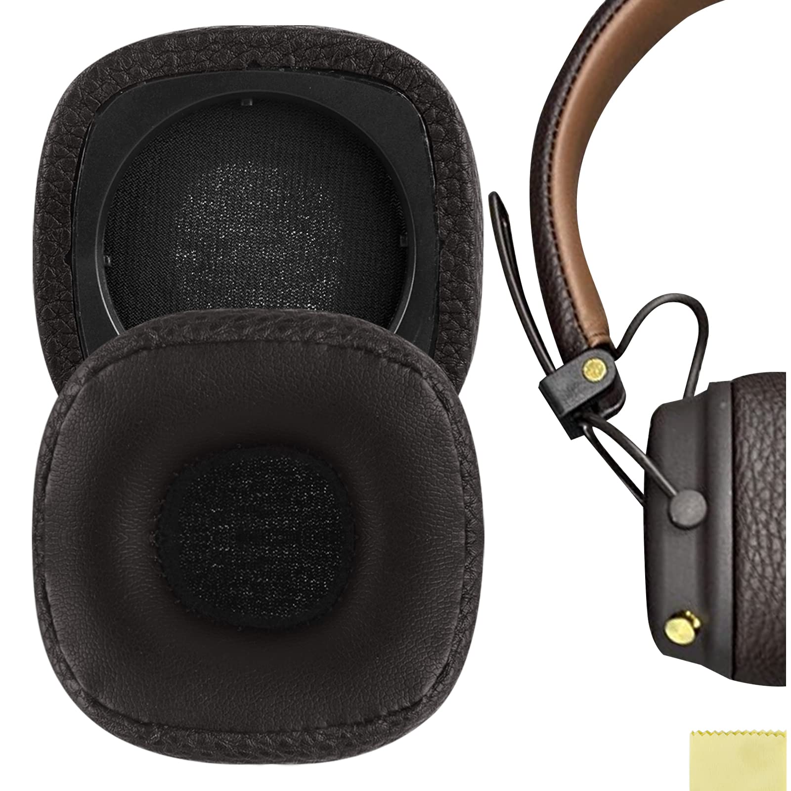 Geekria QuickFit Replacement Ear Pads for Marshall Major III Wired & Bluetooth Wireless Headphones - Premium Comfort Ear Cushions Repair Parts (Brown) - Perfect for Gaming, Music & Travel Use
