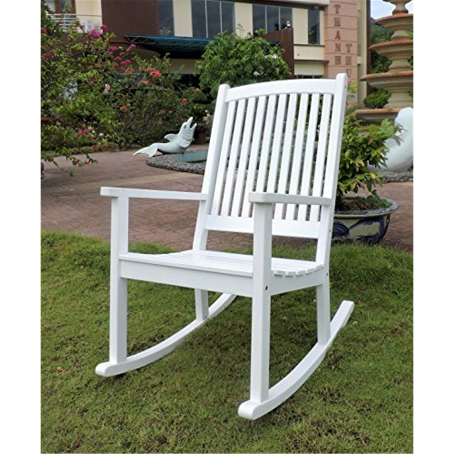 Premium Acacia Wood Large Rocking Chair - Handcrafted Outdoor Furniture for Patio, Garden & Porch Relaxation | Durable & Comfortable International Caravan Rocker
