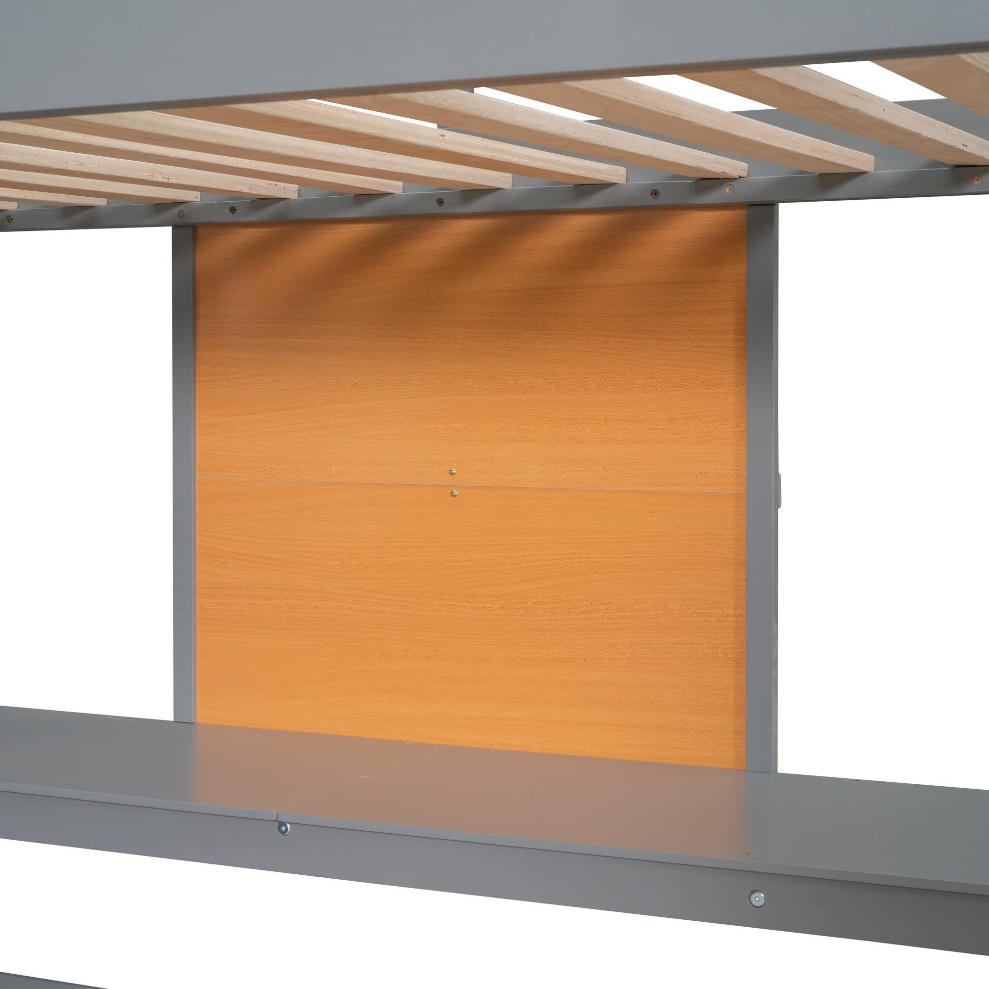 Gray Twin Loft Bed with Desk & Drawers - Space-Saving Study Solution