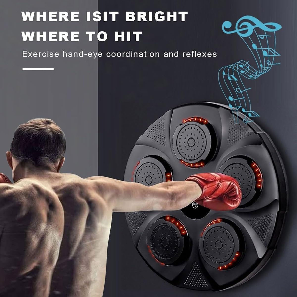Electronic Music Boxing Machine for Kids & Adults - Wall Mounted Bluetooth Punching Bag for Stress Relief & Boxing Training - White Adult Version - Perfect for Home Gym, Office Stress Relief & Fitness Workouts