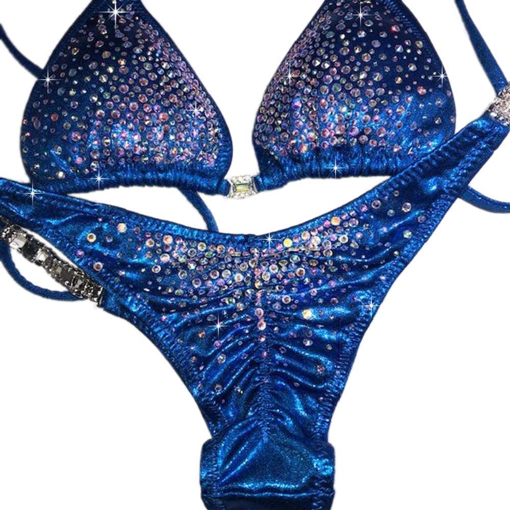 Royal Blue Competition Bikini Suit with AB Rhinestones for NPC Bikini Contests - Medium Hips 34.5