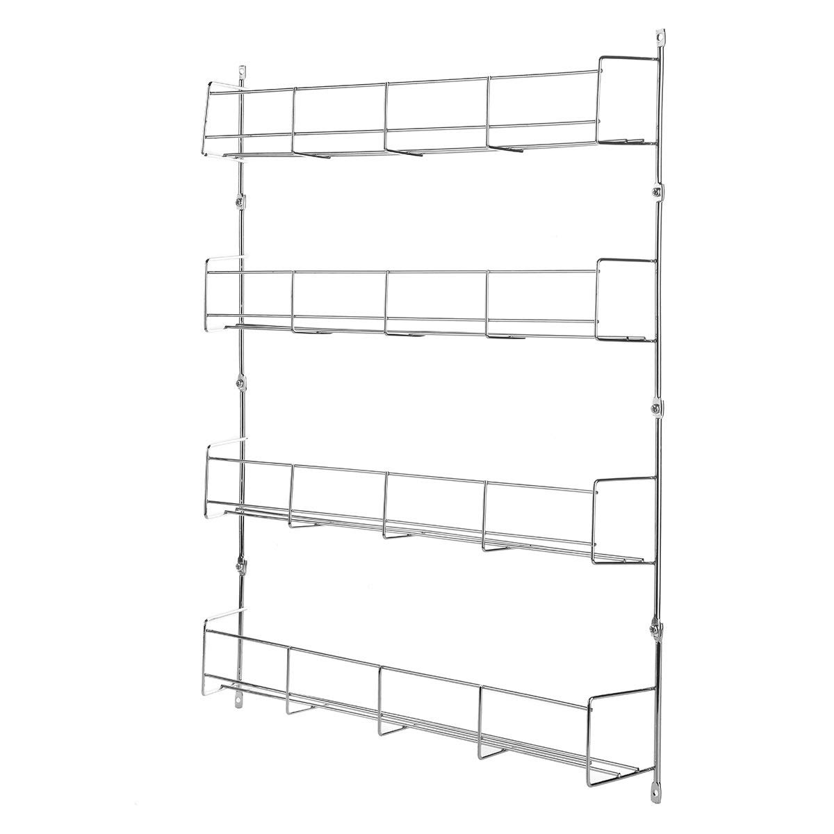 4-Tier Wall Mounted Kitchen Spice Shelf Organizer - Space Saving Cabinet Storage Rack for Spice Jars, Condiments & Small Bottles - Perfect for Pantry, Cabinet or Countertop Organization