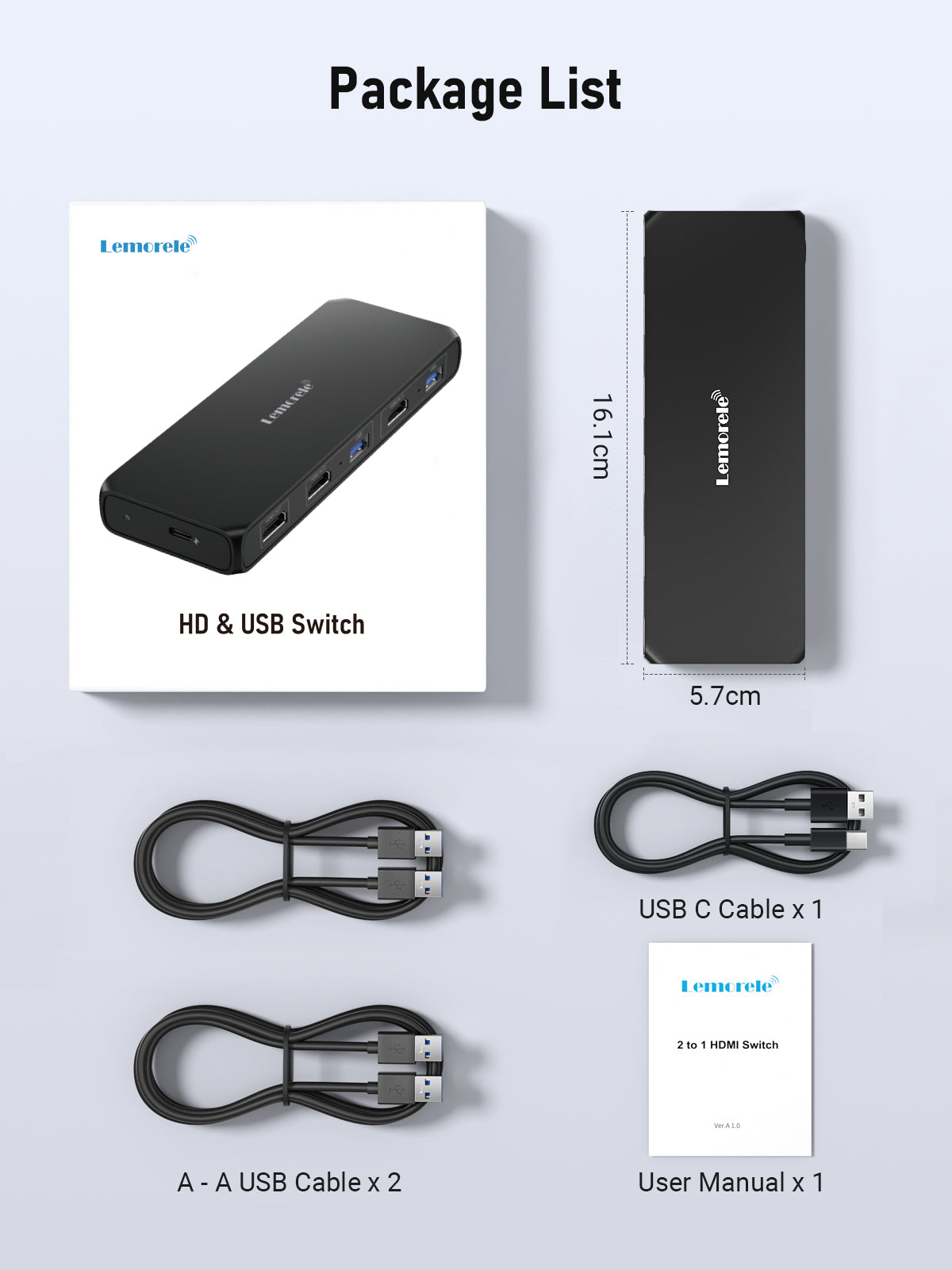 Lemorele 4K HDMI & USB 3.0 KVM Switch - 2 Port USB Switch with Remote Control for PC, Laptop, Gaming Console - Perfect for Home Office, Multi-Device Setup & Esports Gaming