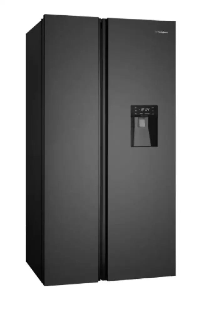 Westinghouse WSE6640BA 619L Side by Side Refrigerator - Black Stainless Steel, Energy Efficient, Large Capacity for Family Kitchen & Home Use