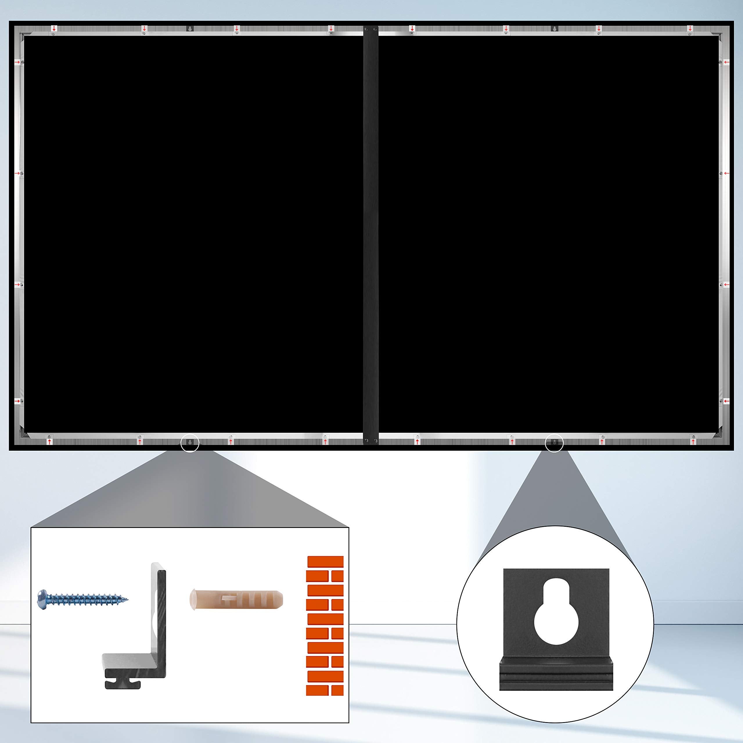Duronic FFPS100 100-Inch Fixed Frame Projector Screen - Wall Mountable HD Movie Screen for Home Theater, 16:9 Aspect Ratio | Perfect for Home Cinema, Classroom Presentations & Office Meetings