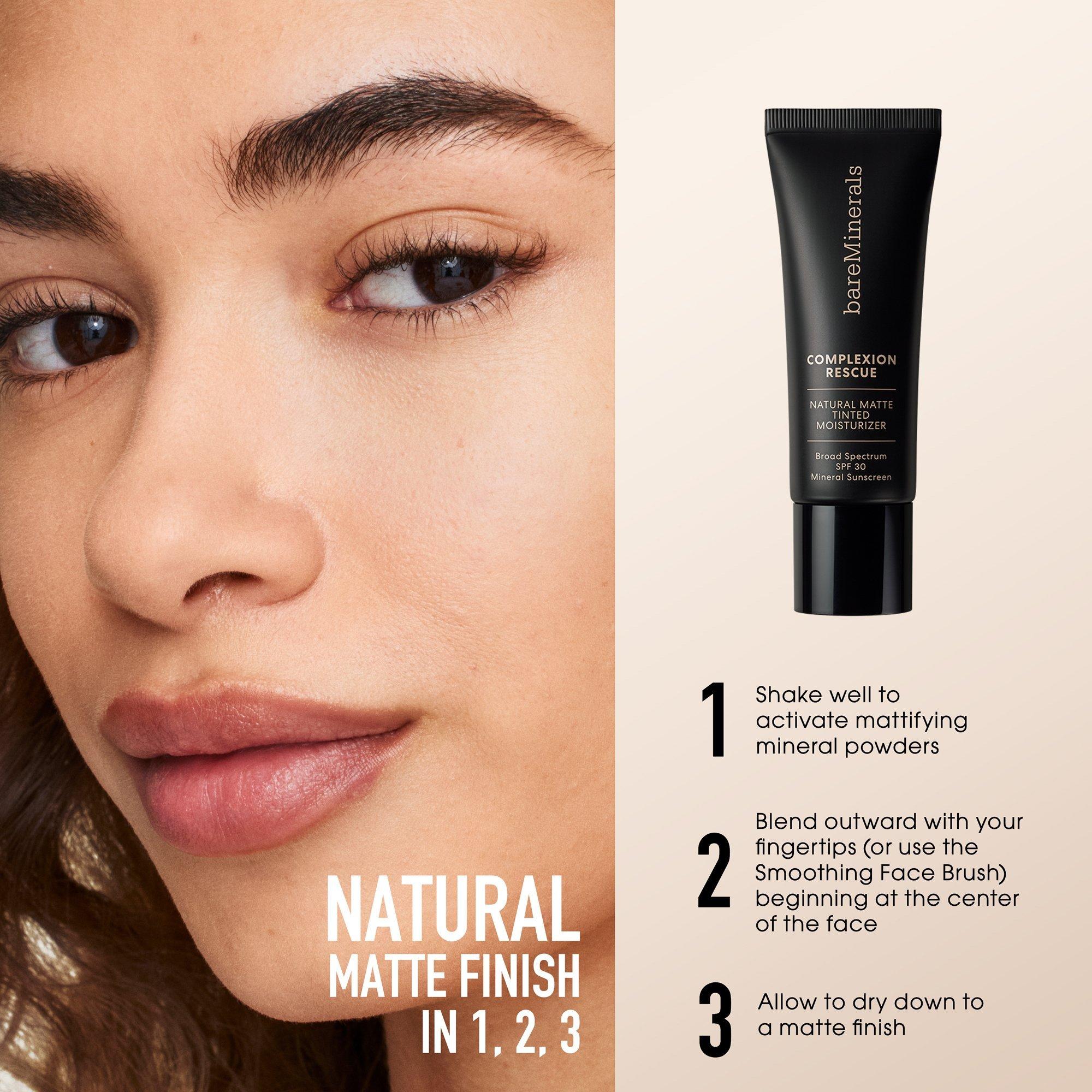 bareMinerals Complexion Rescue Natural Matte Tinted Moisturizer with SPF 30 - Oil-Free Mineral Face Hydration for Daily Wear & Sun Protection | Perfect for Oily Skin & Everyday Makeup Routine