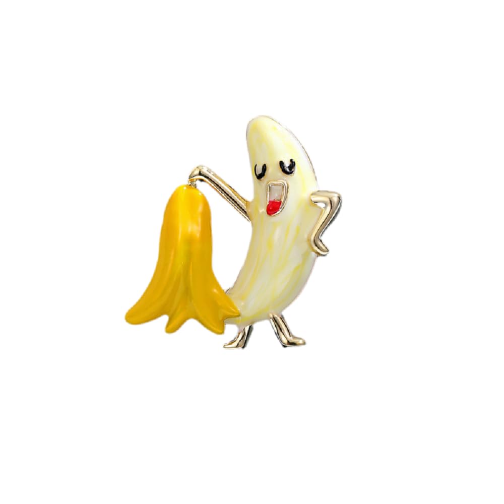 Funny Banana Cartoon Enamel Lapel Pin - Cute Fruit Brooch Badge for Teachers, Jean Jackets & Coats - Perfect for School, Work & Casual Outfits