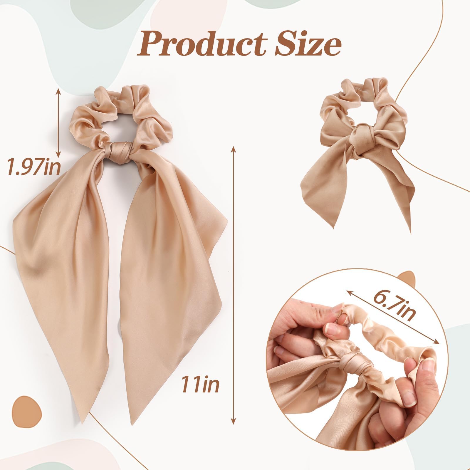 6 PCS Bow Silk Scrunchies for Women & Girls - Elegant Satin Hair Ties with Knotted Bows, Soft Elastic Hair Ribbon Accessories - Perfect for Daily Wear, Parties, Gifts & Holidays