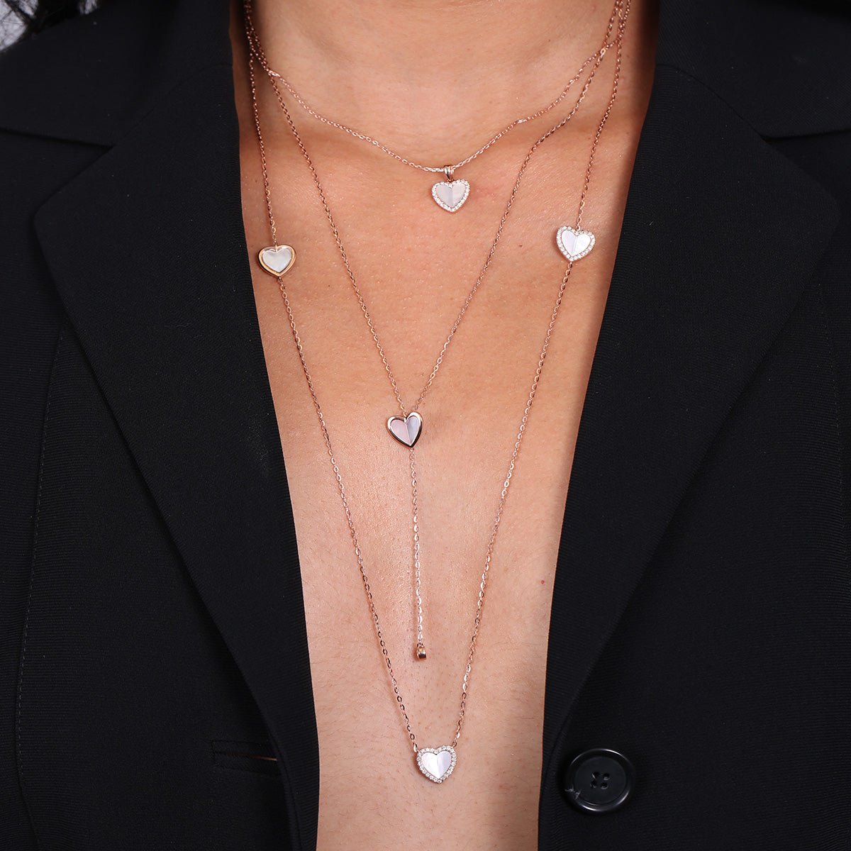 14K Rose Gold Mother of Pearl Heart Pendant Necklace with Diamond Halo - Elegant Jewelry Gift for Women, Perfect for Valentine's Day, Anniversary & Special Occasions