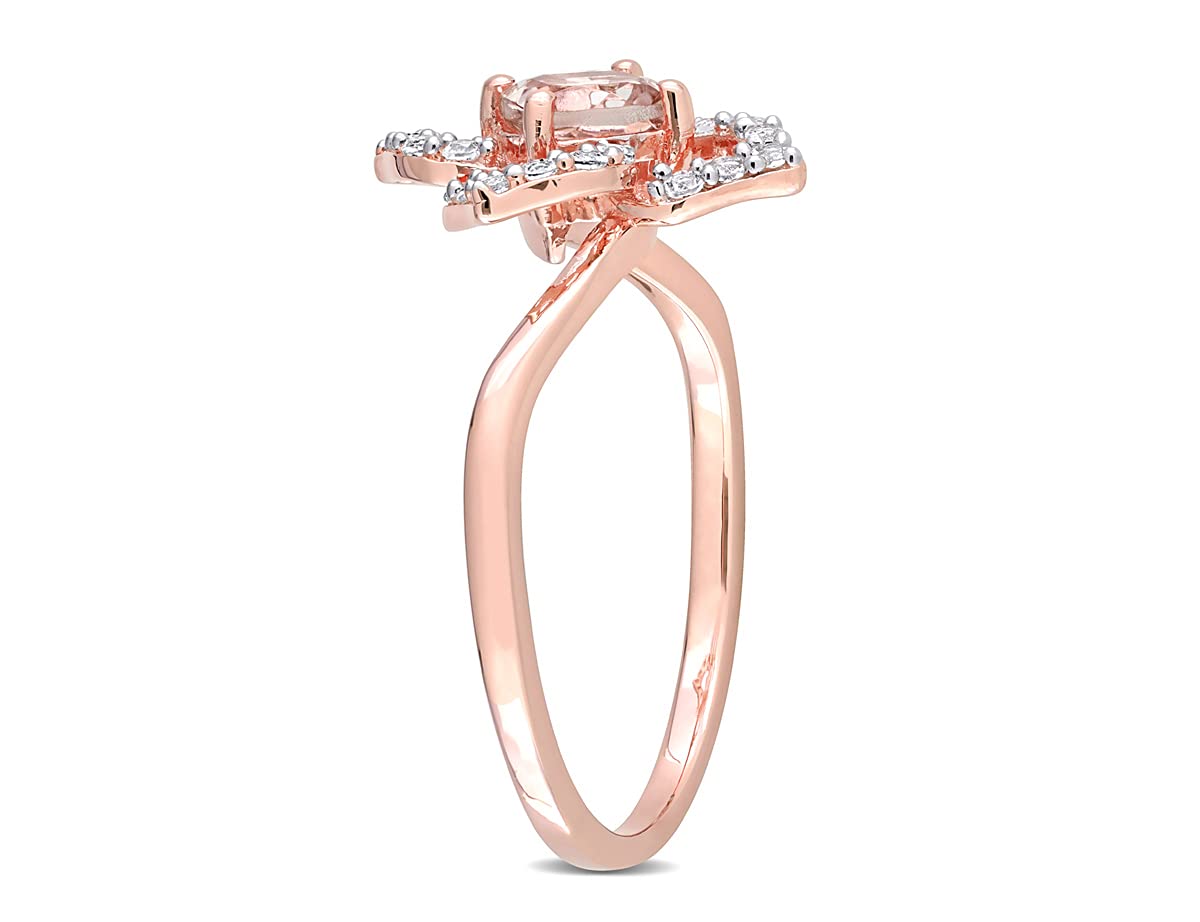 4/5 Carat (ctw) Morganite & White Topaz Floral Ring in Rose Gold Plated Sterling Silver - Elegant Gift for Women, Perfect for Weddings, Anniversaries & Special Occasions