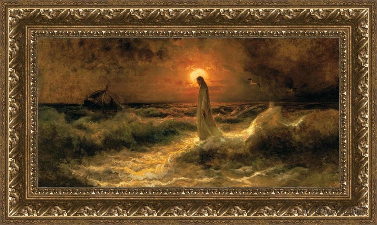 Christ Walking On The Water - Religious Wall Art Decor for Home, Church & Office - Inspirational Christian Painting for Faith-Based Interiors