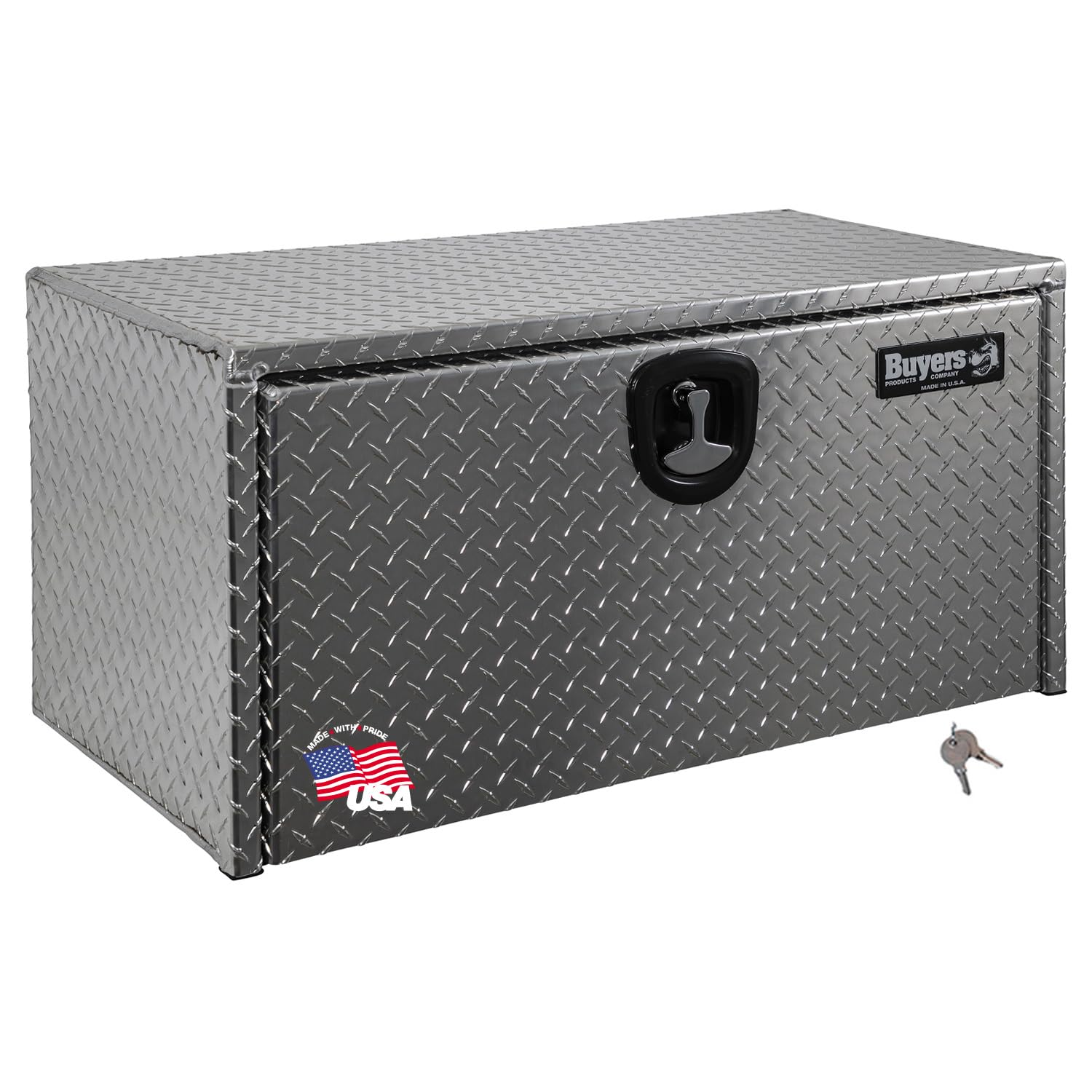 Diamond Tread Aluminum Underbody Truck Tool Box with Compression Latch - 14x12x30 Inch Heavy Duty Storage Box for Pickup Trucks | Made in USA | Perfect for Construction, Landscaping & Roadside Emergency Gear Organization