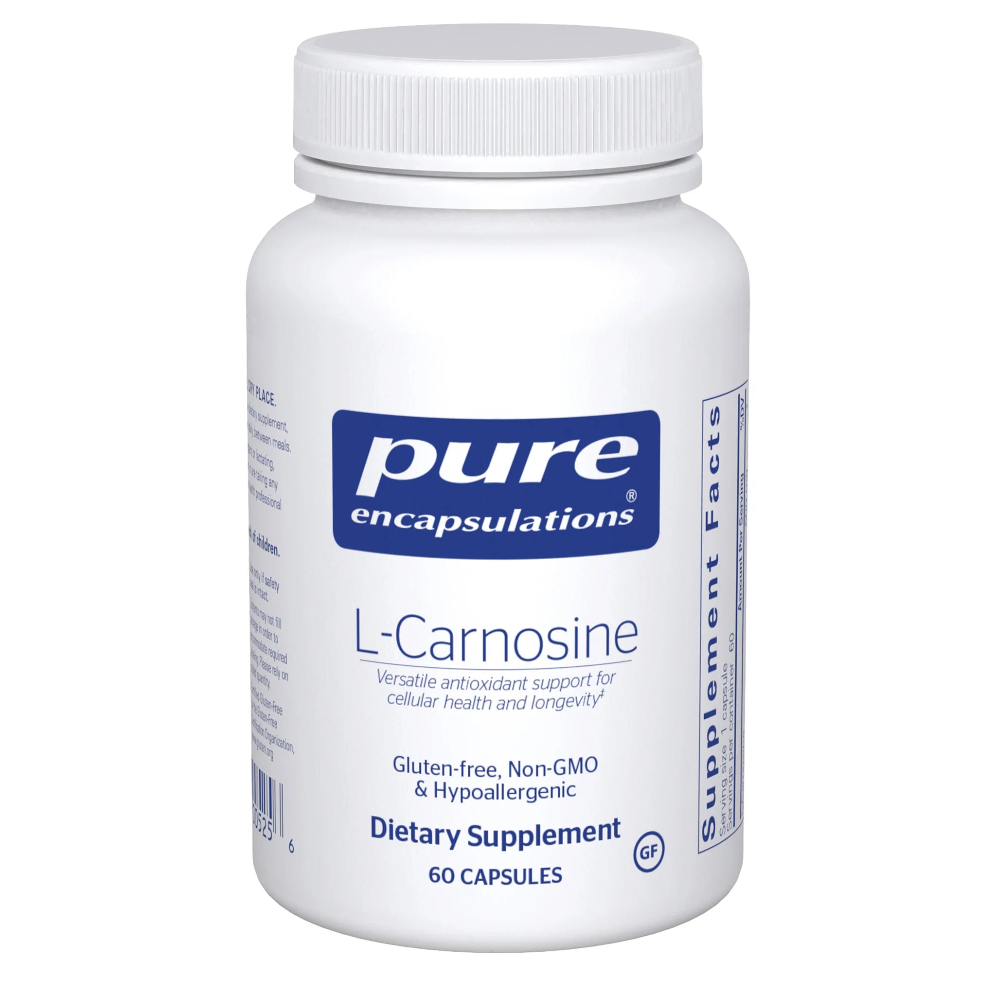 Pure L-Carnosine 60 Capsules - Anti-Aging & Brain Health Supplement for Adults - Supports Memory, Focus & Cellular Repair