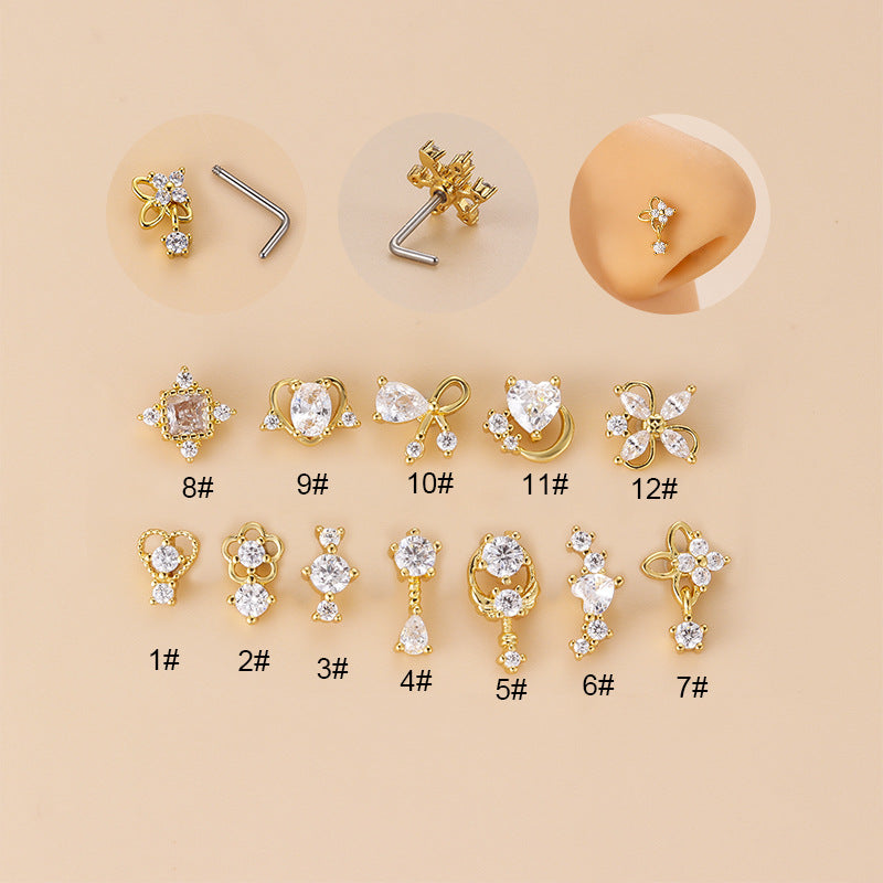 20G Small Dangle Nose Ring Silver Dainty Nose Stud - Hypoallergenic Surgical Steel Nose Jewelry for Women | Perfect for Everyday Wear, Parties & Special Occasions