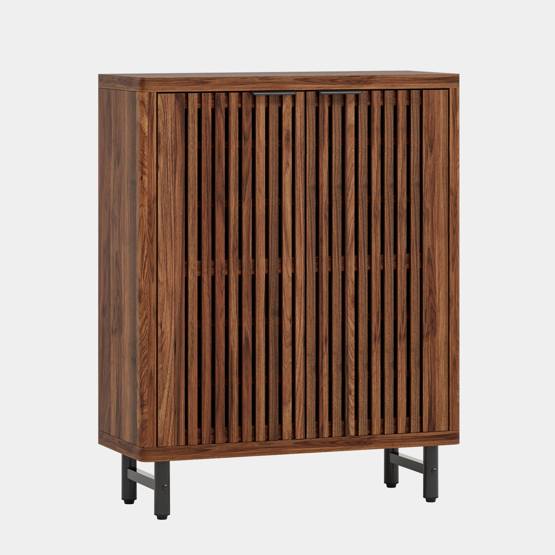 6 Tier Wooden Shoe Cabinet with Louvered Doors & Adjustable Shelves - Space Saving Entryway Organizer for Shoes, Boots & Accessories - Perfect for Hallway, Closet & Mudroom Storage