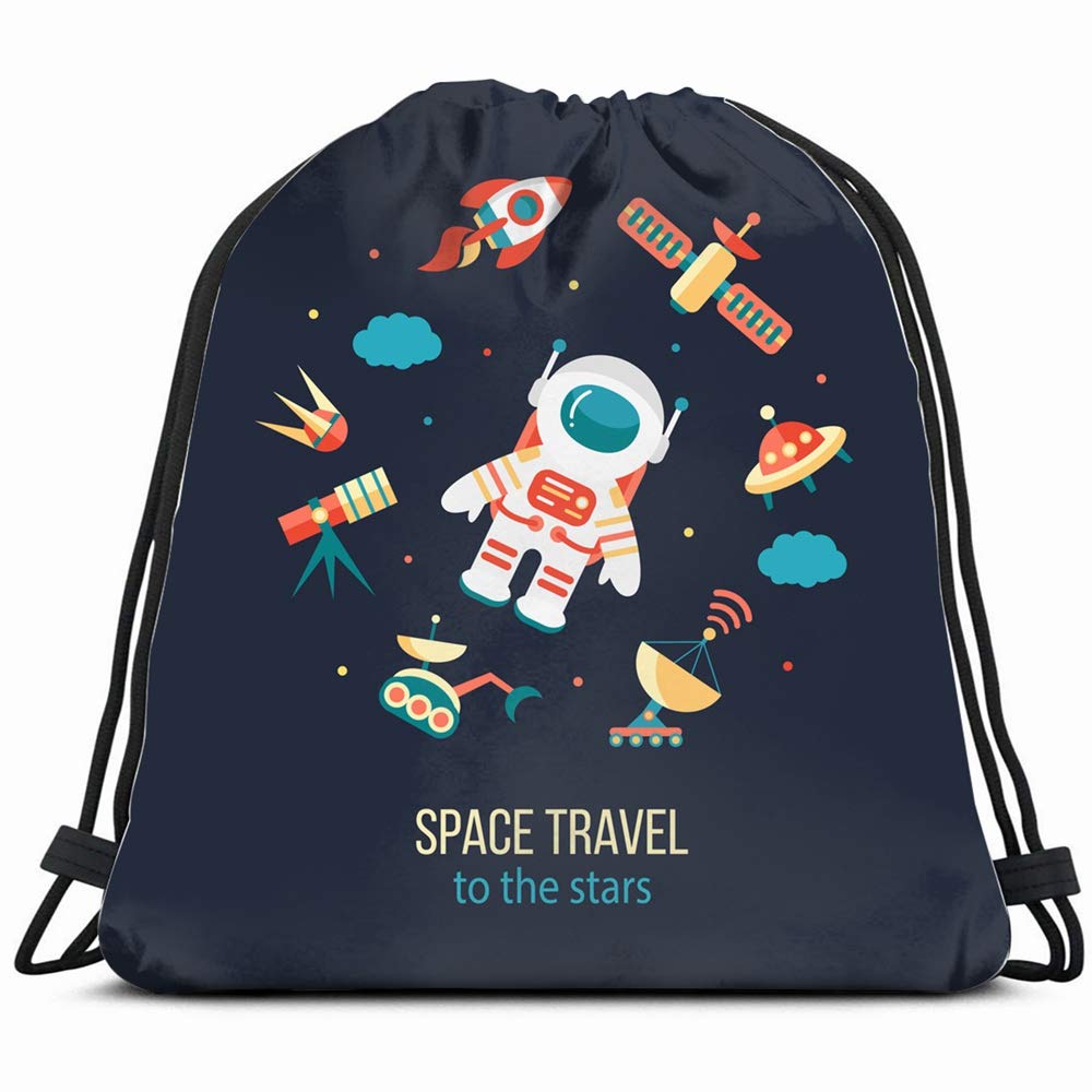 NASA Astronaut Space Exploration Drawstring Backpack - Kids' Science Themed Gym Bag for School, Dance & Travel - Perfect Gift for Girls, Boys & Women (Birthday, Cosplay, STEM Activities)